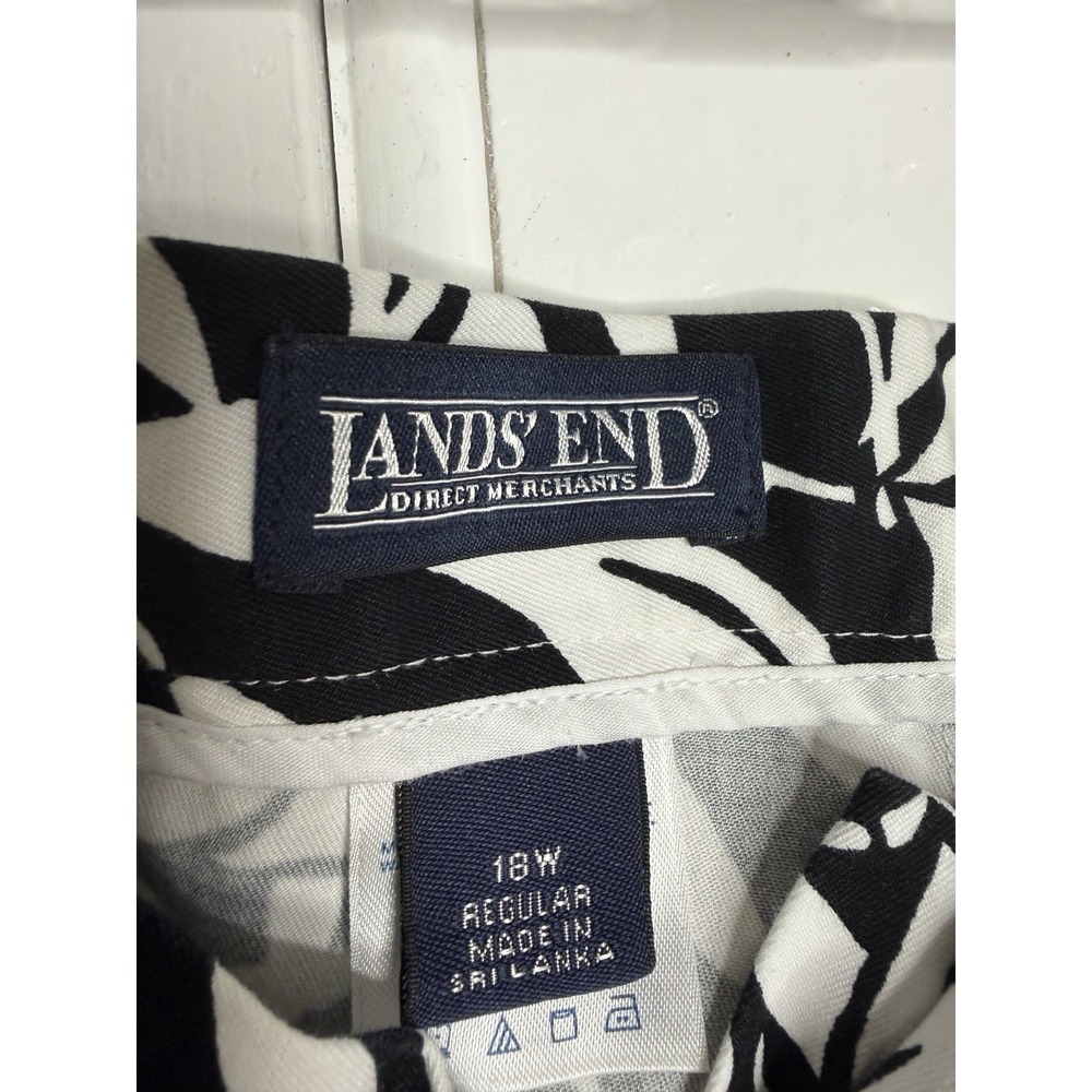 Lands End Pants, Black/White Floral 18W Tropical Floral Resort Career - Picture 3 of 3